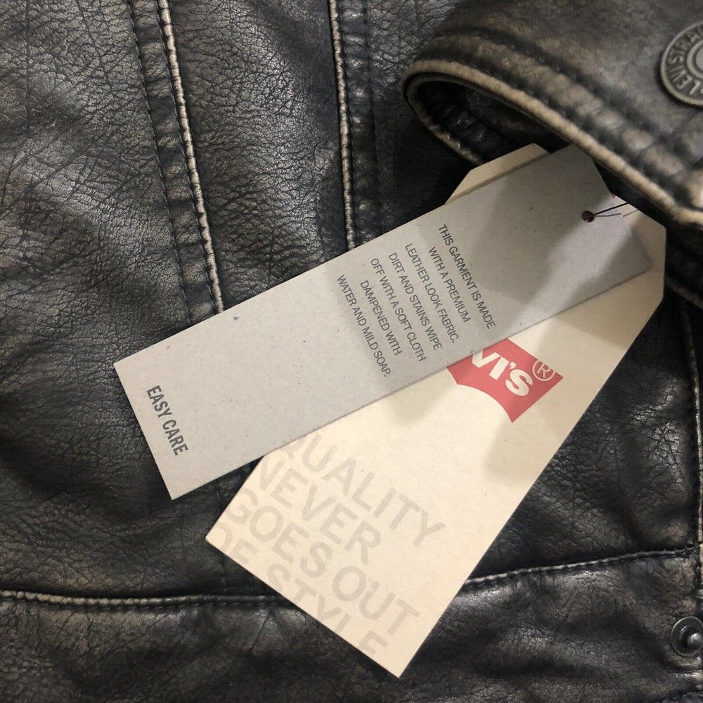 Men's Levi's Sherpa-Lined Faux-Leather Aviator Trucker Jacket Size S NWT - Picture 15 of 15